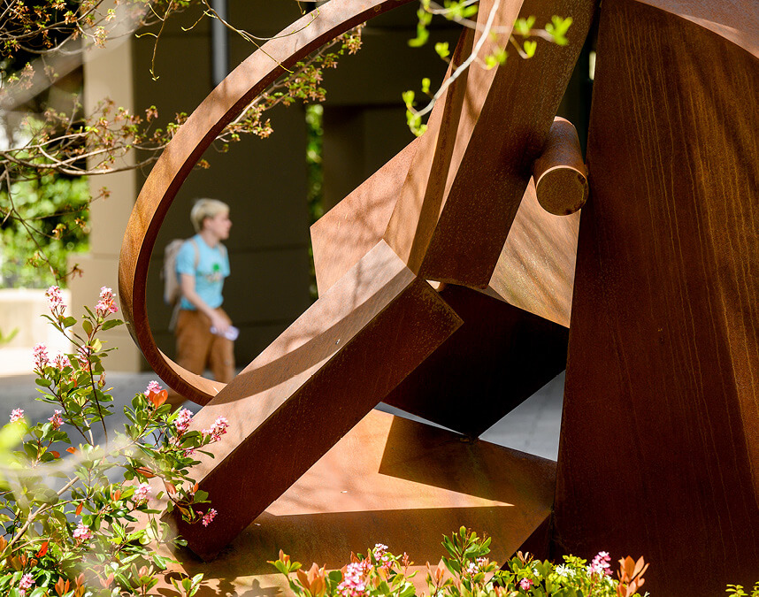 Image of sculpture on Haas campus